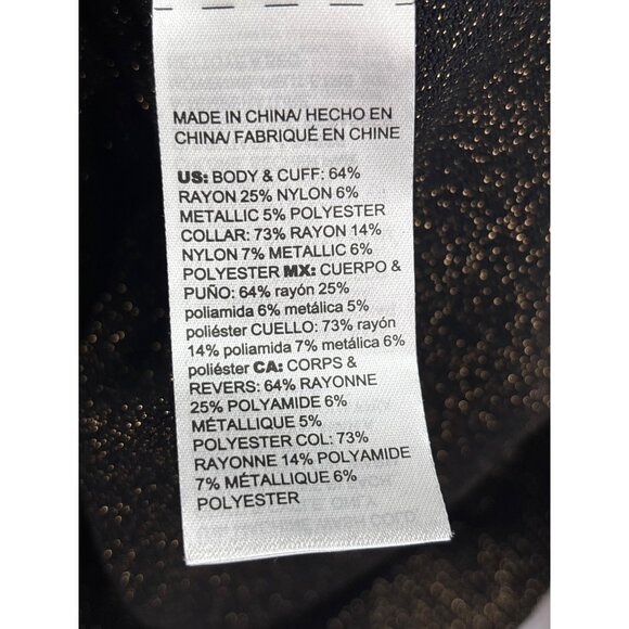 Chico's Turtle Neck Knit Long Sleeve Metallic Sweater Black Gold Size 3 (16) XL - Picture 5 of 6